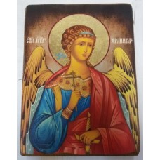 Ангел Хранитель Икона  Греческая под старину ХОЛСТ НИМБЫ 10х12