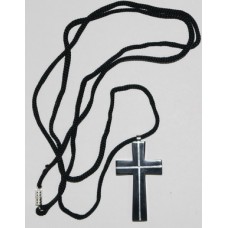 Крест с серебро на гагате (102) на веревке
