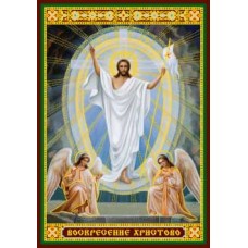 Воскресение Христово с 1-м ангелом 11 икона ламин 6х8см с зол и серебр. 700 видов